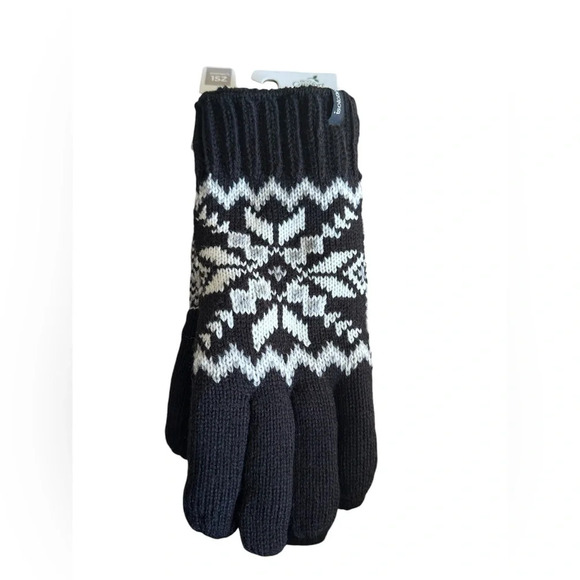 IsoToner Women's Black Snowflake Thick Sherpa Lined Winter Gloves - Picture 1 of 7
